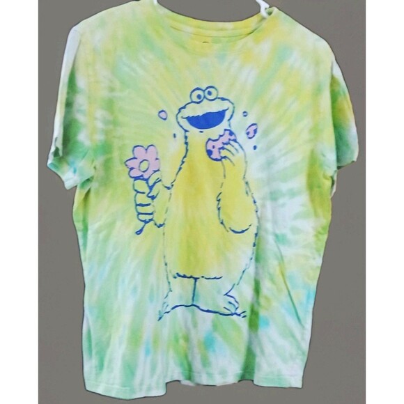 Y2K Vintage Sesame Street Tie Dye Cookie Monster T-Shirt Hippie Psychedelic M - Picture 1 of 6